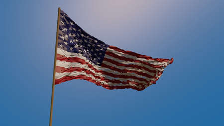 The US flag fluttering in the wind, 3D renderingの写真素材