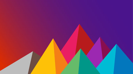 Flat multi colored mountains at dawn landscape