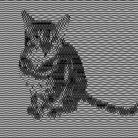 Sitting cat in line style optical artのイラスト素材