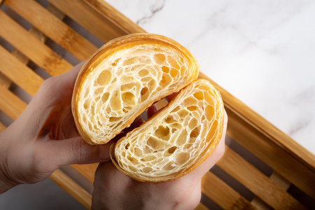 A croissant  is a buttery, flaky, viennoiserie pastry of Austrian origin. Croissants are named for...
