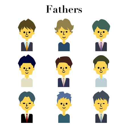 Young dad face 9 pattern illustration setのイラスト素材