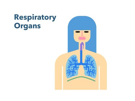 Simple illustration of a respiratory officer with the face of a woman in a white backのイラスト素材