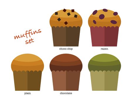 Illustration set of various muffinsのイラスト素材