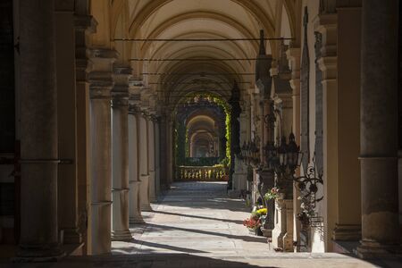 Mirogoj Cemetery is a cemetery near the capital of Croatia, Zagreb. Beautiful arcades and buildings in the graveyard are among cultural landscapes of Zagreb.の写真素材