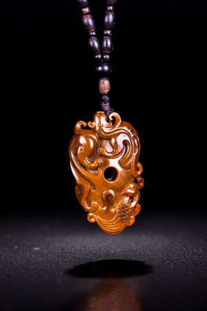 Jade carving necklace pendantの写真素材