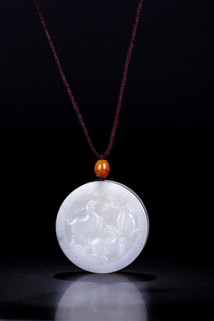 Jade carving necklace pendantの写真素材