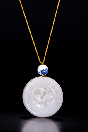 Jade carving necklace pendantの写真素材