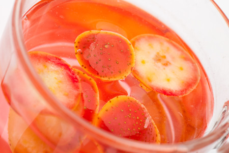 Hawthorn slices soaked in a cup of waterの写真素材