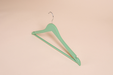 A close up shot of wooden clothes hangerの写真素材