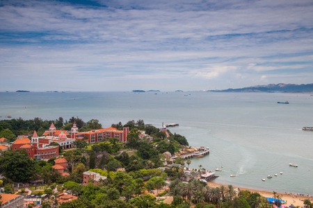 Xiamen aerial view from Gulang-yu islandの写真素材