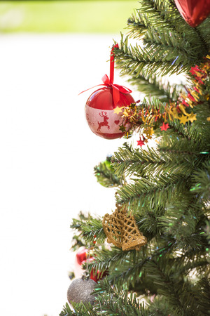 Christmas tree and decorations in the backgroundのeditorial素材