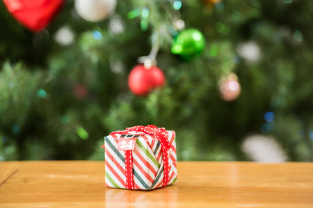Christmas tree and decorations in the backgroundの写真素材