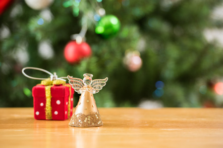 Christmas tree and decorations in the backgroundの写真素材