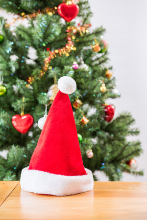Christmas tree and decorations in the backgroundの写真素材
