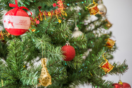 Christmas tree and decorations in the backgroundのeditorial素材