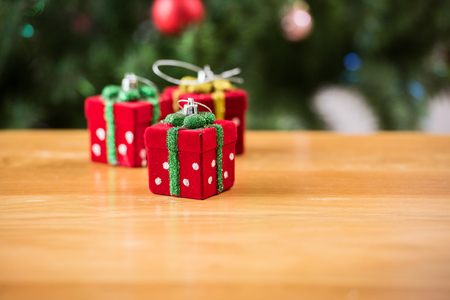 Christmas tree and decorations in the backgroundの写真素材