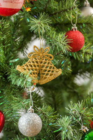 Christmas tree and decorations in the backgroundの写真素材