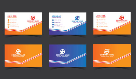 Set of business card templates in orange and blue colors. Vector illustrationのイラスト素材