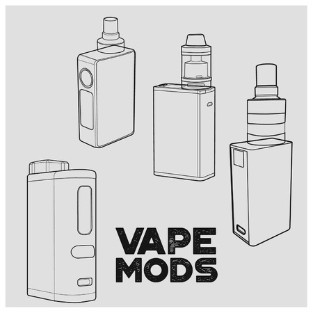 Vape Mods Vector outline with atomizerのイラスト素材