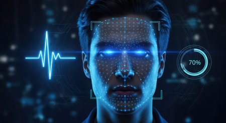 View of a Businessman with a futuristic interface - 3d renderingの素材