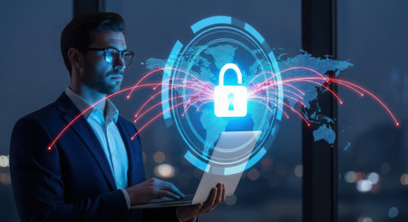 Cyber security, Data protection, information safety and encryption. Business and technology concept.の素材