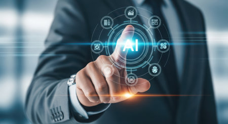 AI Artificial intelligence (AI) and machine learning concept on virtual screen.の素材