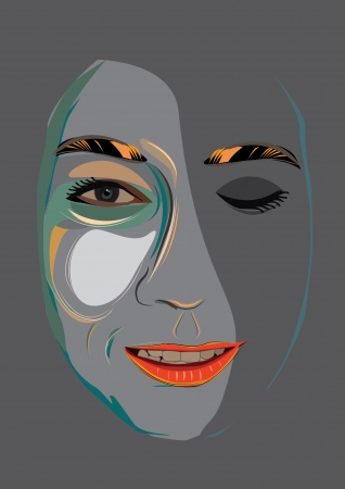 beautiful woman face hand drawn のイラスト素材