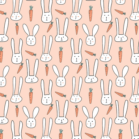 Vector Pattern With Cute Bunnies And Carrots.のイラスト素材