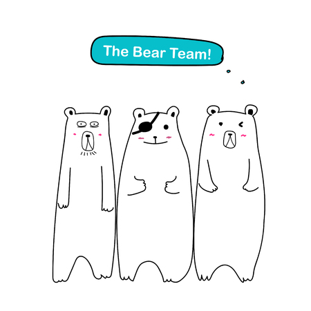 Set of Cute Bear. "The Bear Team!"のイラスト素材