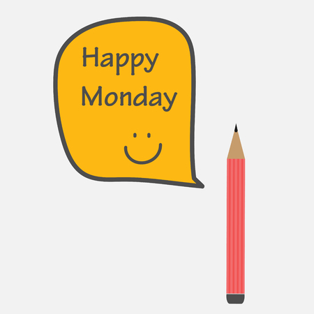 Happy Monday in bubble with pencil.のイラスト素材