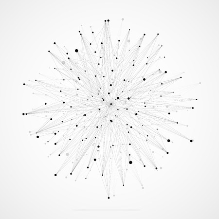 Geometric Abstract Background With Connected Line And Dots.のイラスト素材