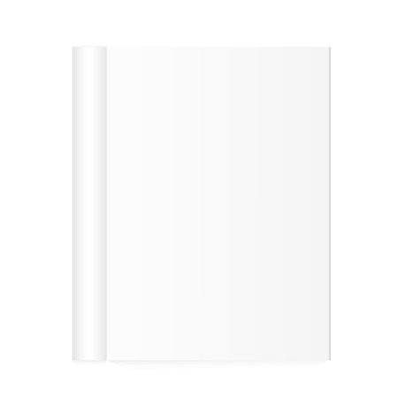 Blank open magazine template with rolled pages on white background. Vector illustration. EPS 10.のイラスト素材