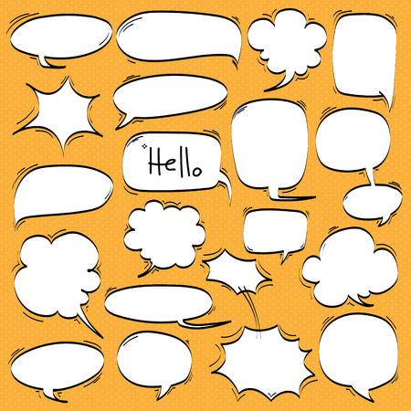 Big Set of Cartoon, Comic Speech Bubbles, Empty Dialog Clouds in Pop Art Style.のイラスト素材