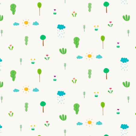 Pattern With Abstract Cute Tree Design Elementsのイラスト素材