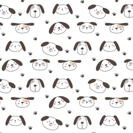 Hand Drawn Cute Dogs Pattern Background. Vector Illustration.のイラスト素材