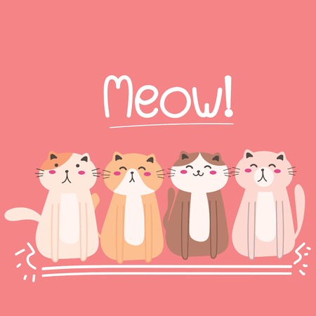 Cute Cat Vector Illustration Background.のイラスト素材