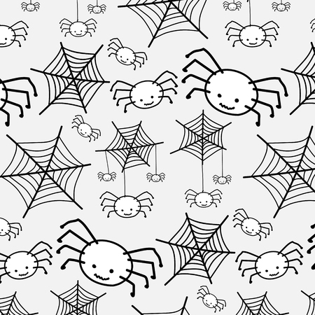 Pattern White spider. Funny Cute cartoon baby characterのイラスト素材