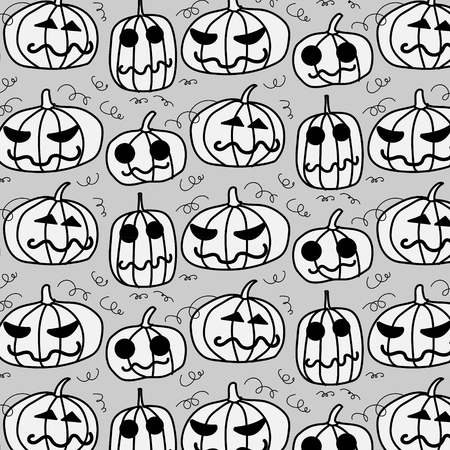 Happy Halloween. Cute halloween pumpkinson On Grey background.のイラスト素材
