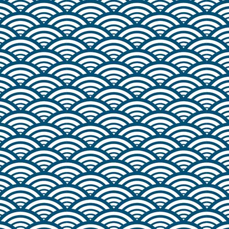 Blue Wave Pattern Background Japanese Style. Vector Illustration.のイラスト素材
