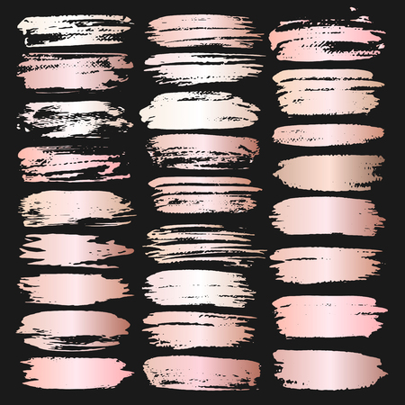 Rose pink brush stroke, Pink gold grunge brush strokes. Vector illustration.&#x9;のイラスト素材