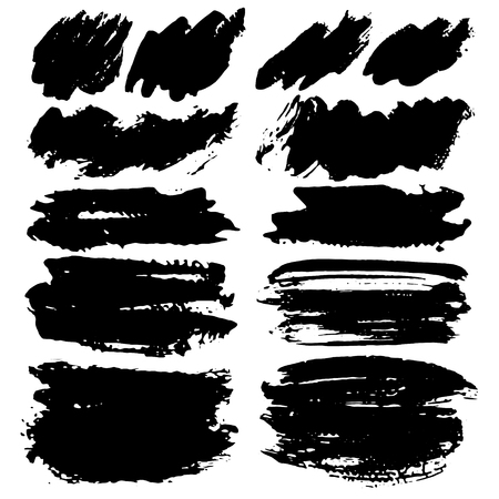Set of brush stroke,  Black ink grunge brush strokes. Vector illustration.のイラスト素材