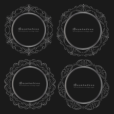 Set of decorative round frames vintage style. Vector illustration.のイラスト素材
