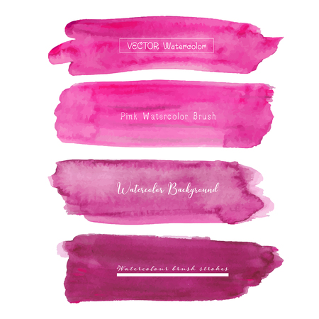 Set of pink watercolor background, Brush stroke logo, Vector illustration.のイラスト素材