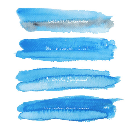 Set of blue watercolor on white background, Brush stroke watercolor, Vector illustration.のイラスト素材