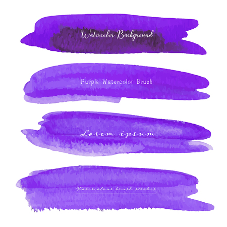 Set of purple watercolor on white background, Brush stroke watercolor, Vector illustration.のイラスト素材