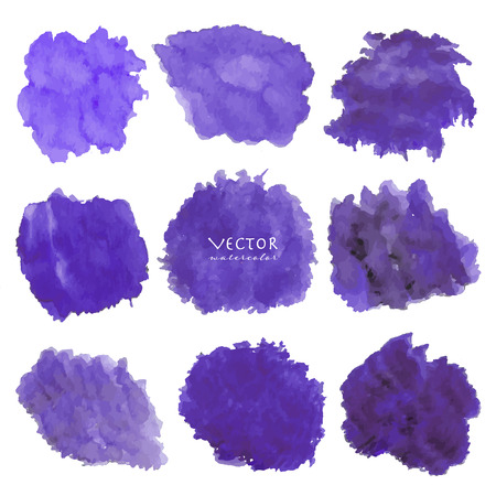 Set of purple watercolor on white background, Brush stroke watercolor, Vector illustration.のイラスト素材