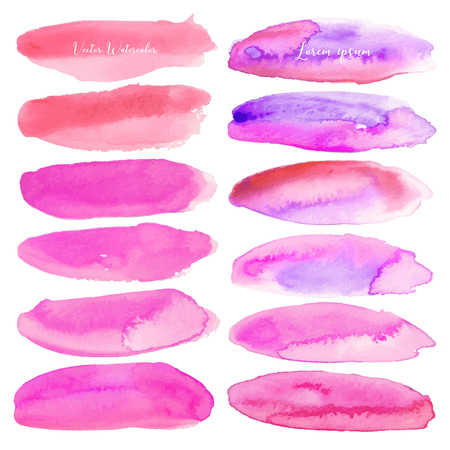 Set of pink watercolor on white background, Brush stroke watercolor, Vector illustration.のイラスト素材
