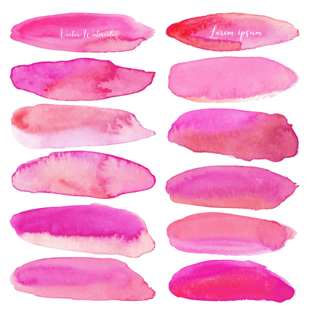 Set of pink watercolor on white background, Brush stroke watercolor, Vector illustration.のイラスト素材