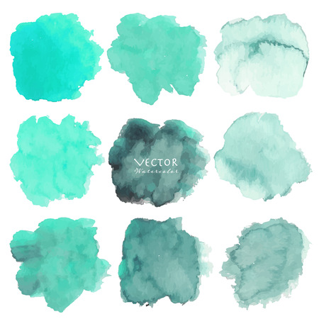Set of mint watercolor on white background, Brush stroke watercolor, Vector illustration.のイラスト素材