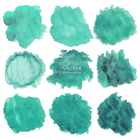 Set of mint watercolor on white background, Brush stroke watercolor, Vector illustration.のイラスト素材